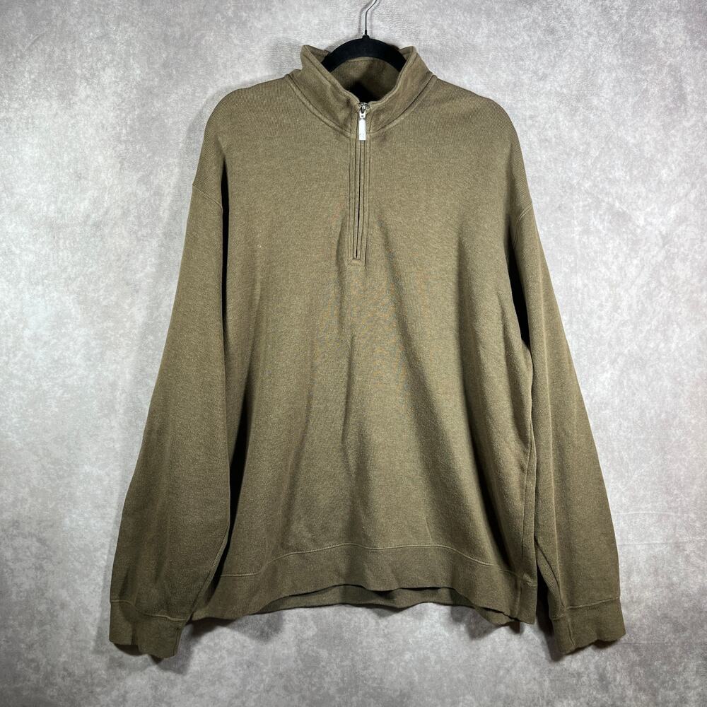 Orvis Sweater Mens XL Brown Knit Quarter Zip Pullover Heavyweight‎ Mock Neck